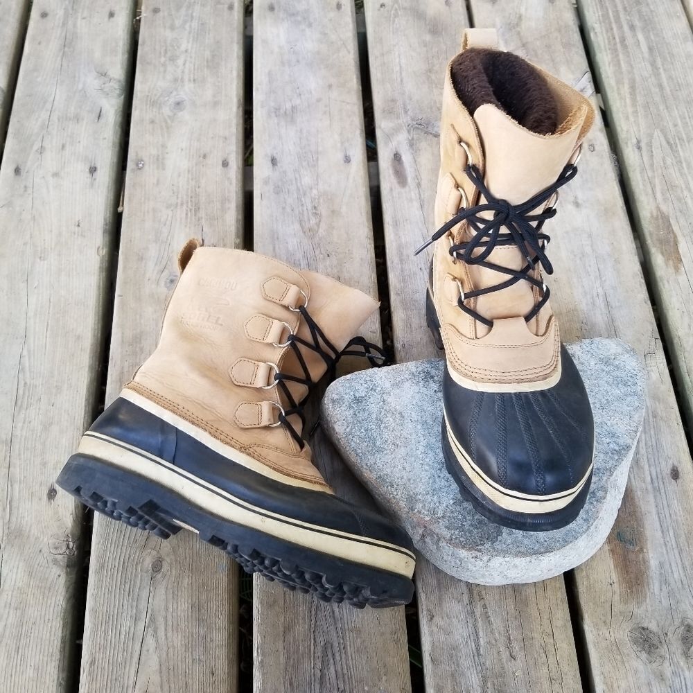 Sorel Caribou Leather Iconic Winter Snow Duck Boots Waterproof Wool Blend Liners